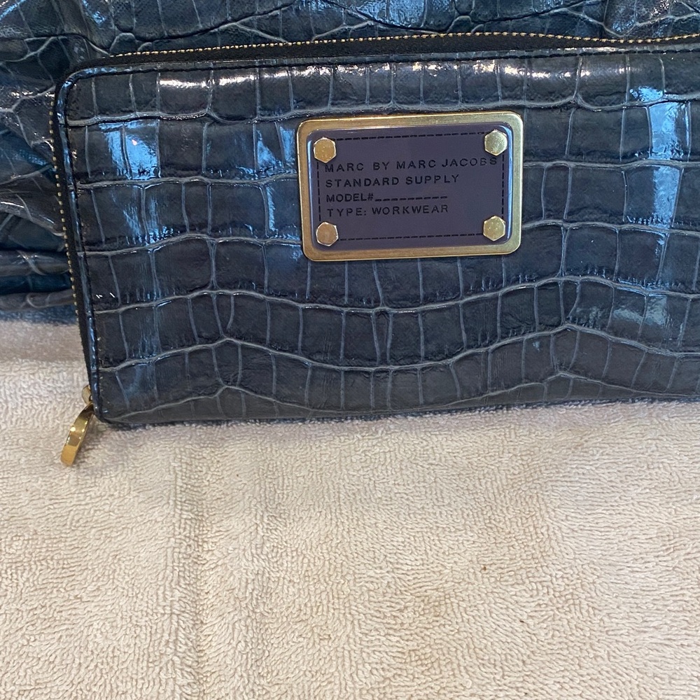 Marc by Marc Jacobs Grey Croc-Embossed Wallet